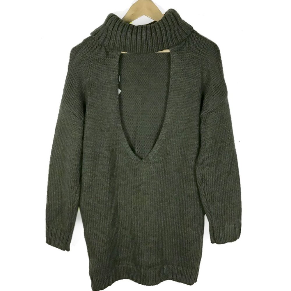 ASOS Open Back Knitted Roll Neck Green Sweater - Picture 6 of 10